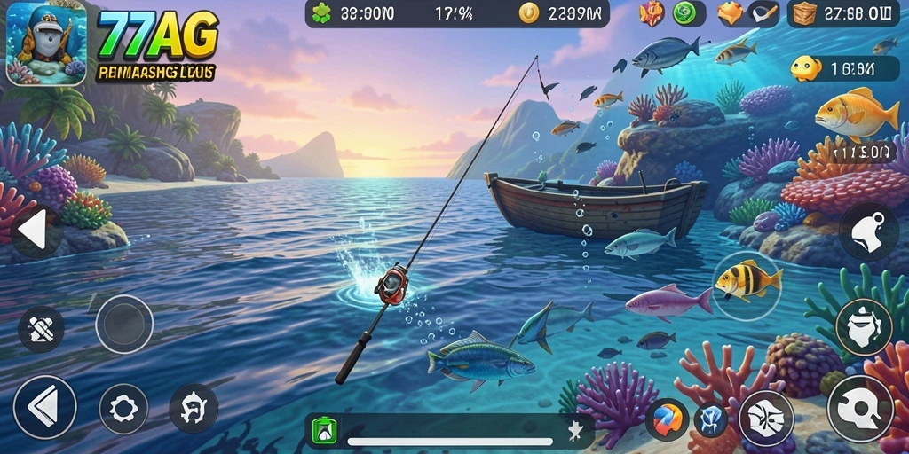 Screenshot utama 77AG menampilkan pengalaman memancing yang seru.