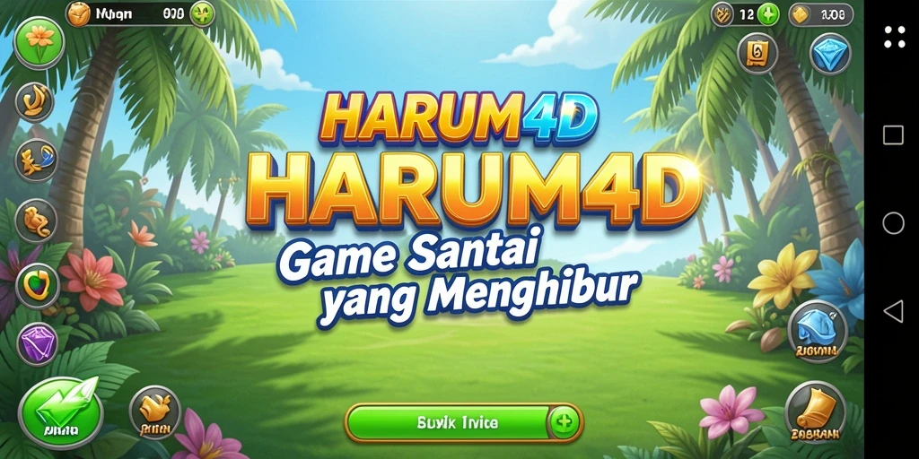 Tampilan layar permainan HARUM4D yang ceria dan menghibur.