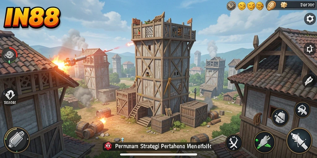 Tangkapan layar IN88 menampilkan pertarungan emosional di arena Tower Defense.