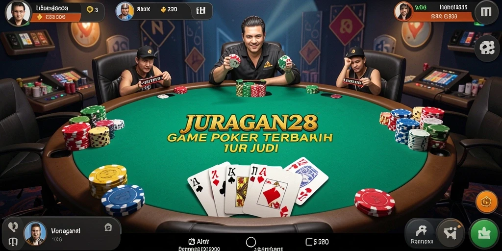 Tampilan utama gameplay poker di JURAGAN28 yang menarik.