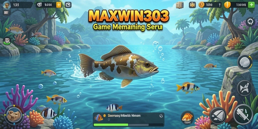 Tampilan gameplay <strong>MAXWIN303</strong> yang mengasyikkan saat memancing di laut.