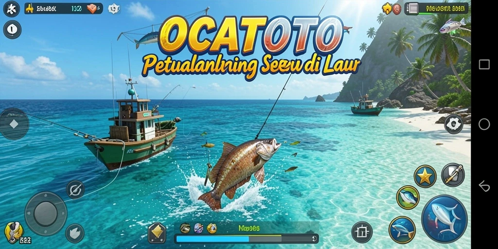 Screenshot gameplay OCATOTO dengan tampilan memancing realistis yang menakjubkan.
