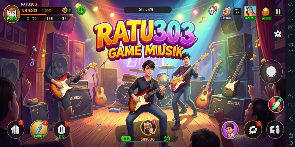 Tampilan permainan RATU303 dengan fitur musik interaktif yang memukau.