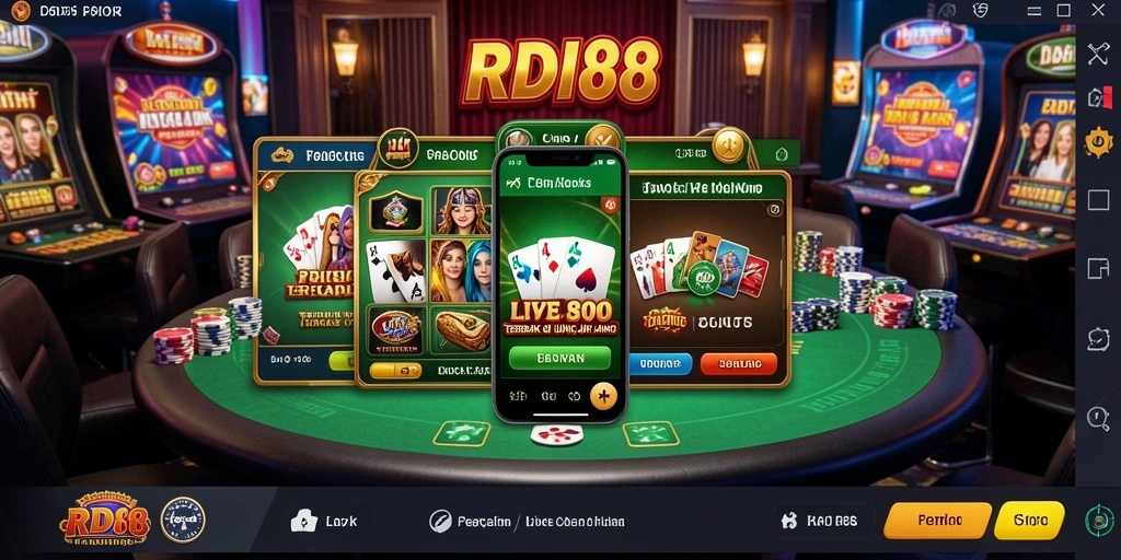 Screenshot gameplay RDI88 yang menunjukkan dealer dan suasana Live Casino.
